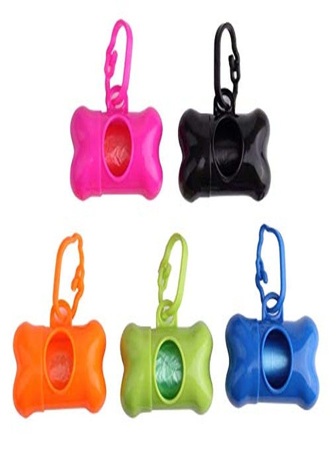 LIUSM 5 PCS Bone Shaped Poop Bag Dispenser Pet Waste Disposal Bag Dispenser With Waste Bag (Random Color) - Image 1